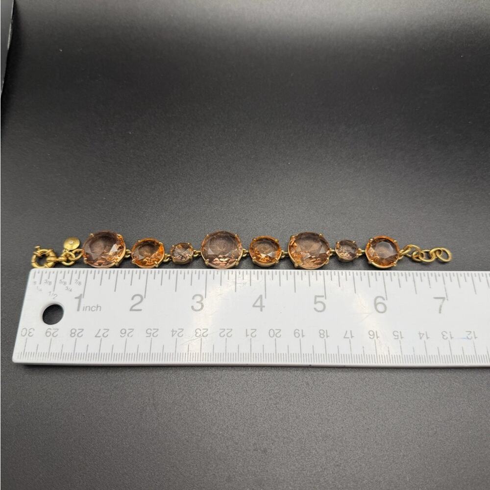 J. Crew large rhinestone gold tone bracelet #M30 peach tan - Picture 5 of 6